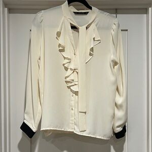 Zara Cream Blouse with Ruffle Detail